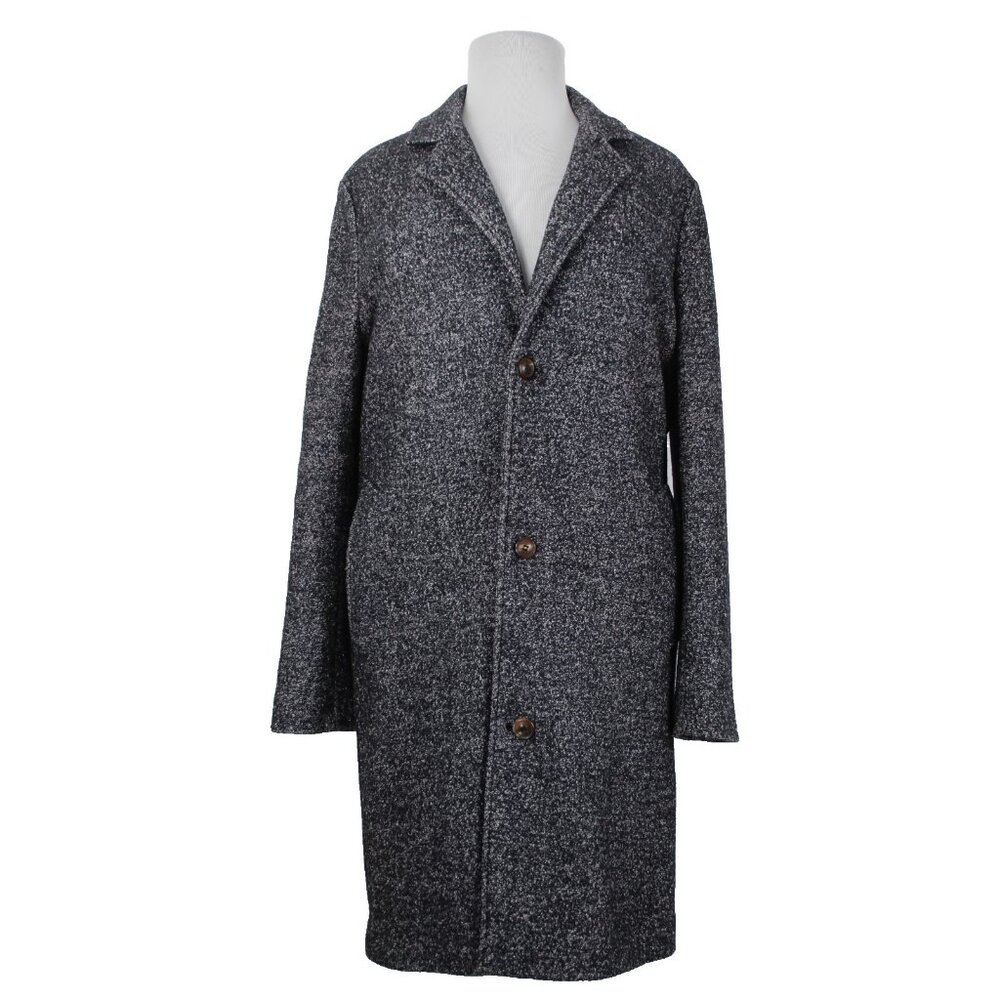 Your Neighbors Sz XL Black White Collared Pockets Lined Wool Polyester Coat